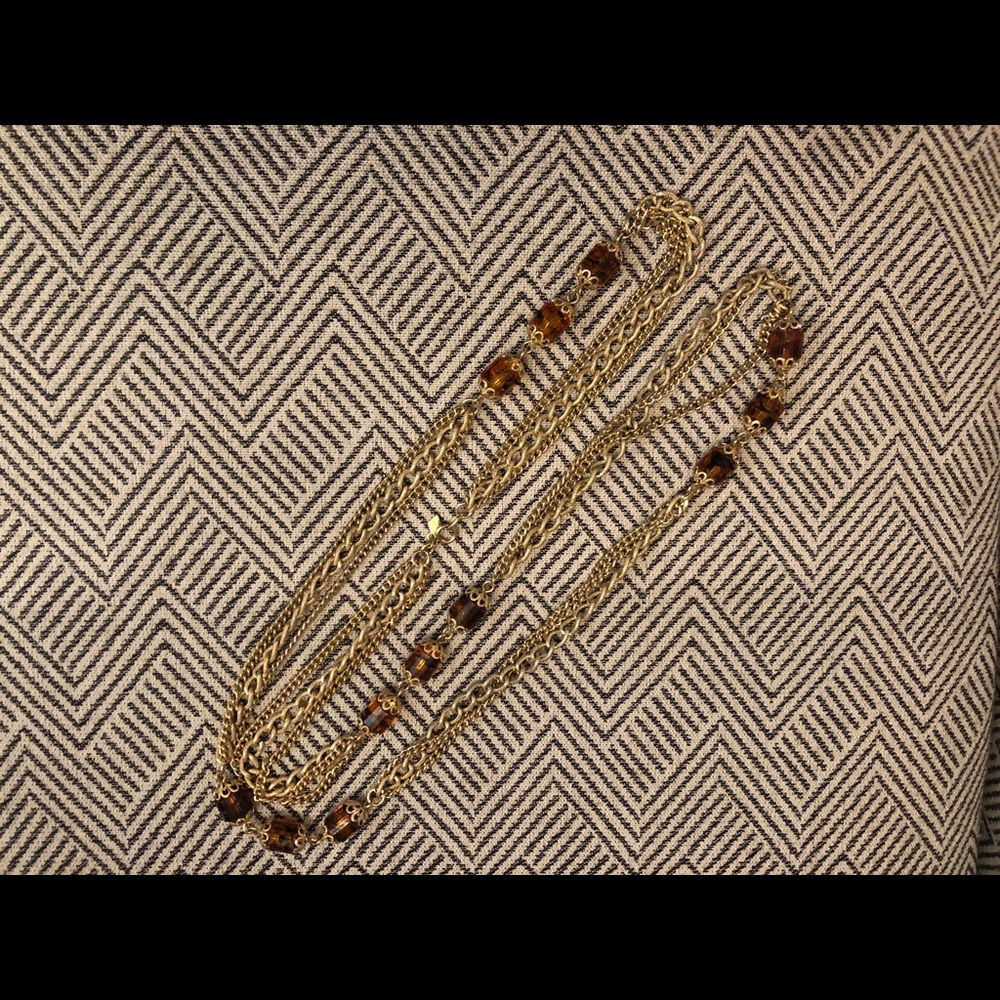Vintage Genuine Tiger & Gold-tone 24" Necklace